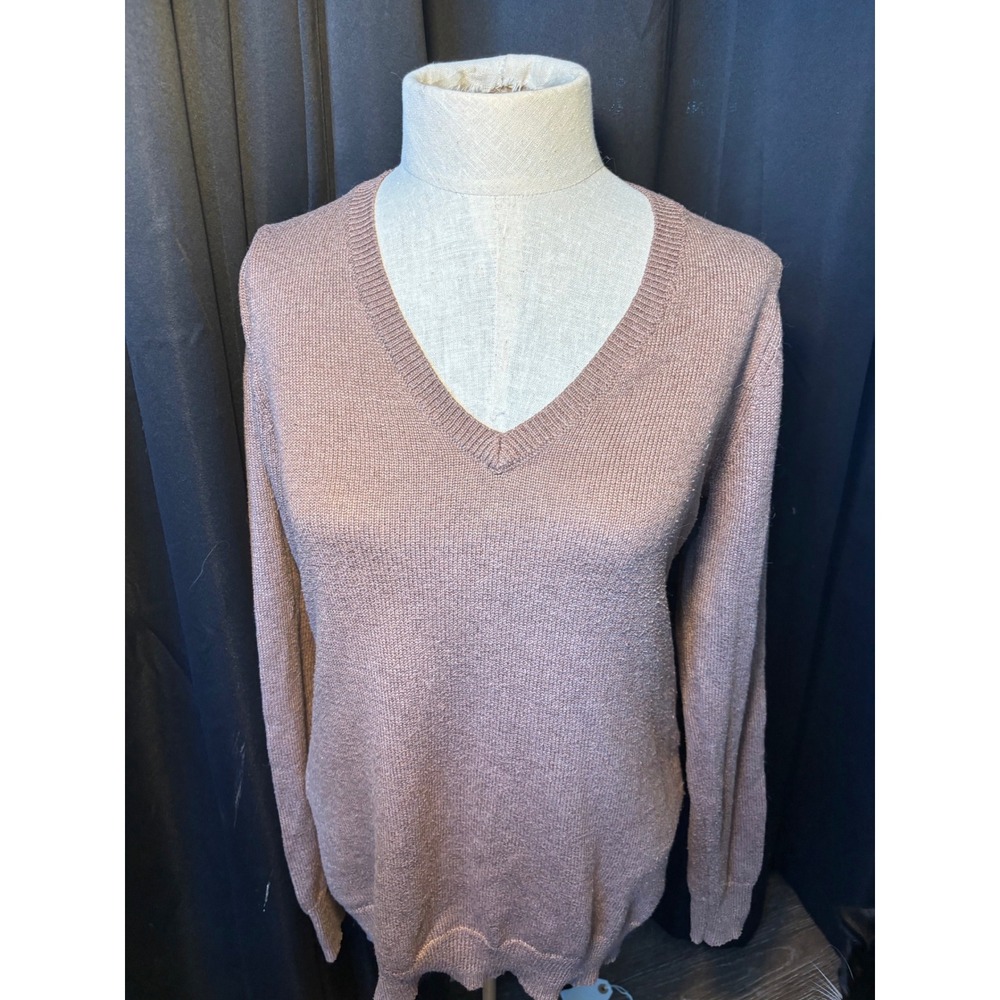 Old Navy Womens V-Neck Sweater Mauve Pink Long Sleeve Knit Pullover Top